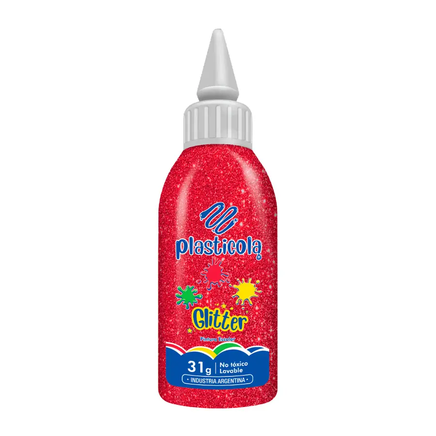 Adhesivo brillo Plasticola rojo, 38g. pack de 12 unidades