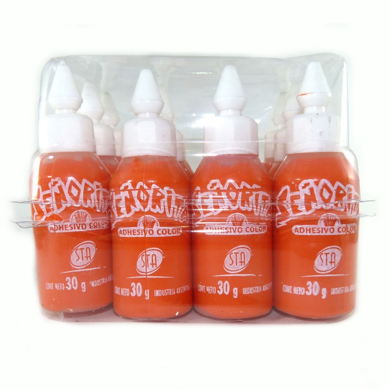 Adhesivo color Señorita naranja, 30g. pack de 12 unidades