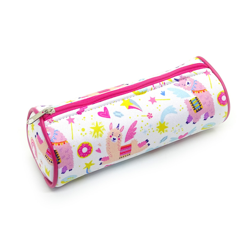 Cartuchera de tela  neopren de 1 cierre Llama tipo tubo