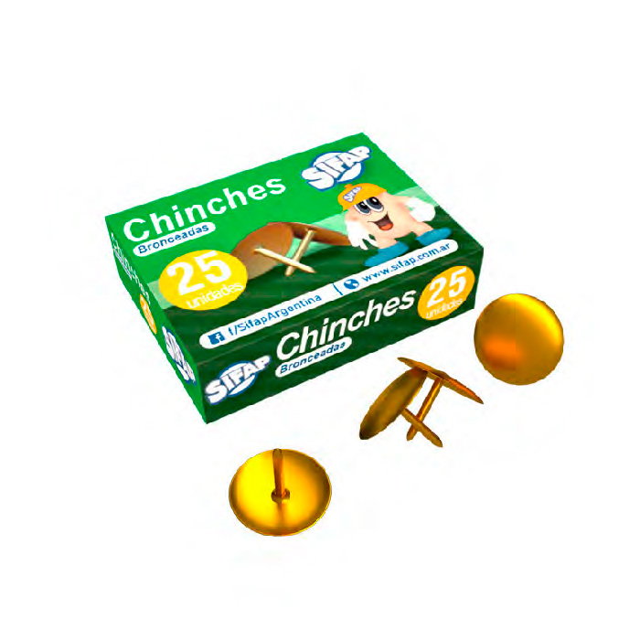 Chinches de 1 punta Sifap, caja de 25 unidades