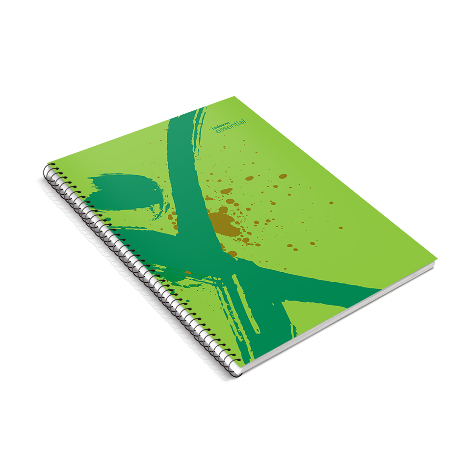 Cuaderno Essential espiralado polipropileno verde, 22x29cm. 84 hojas rayadas