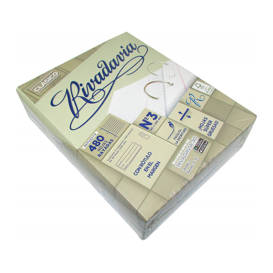 Repuesto Rivadavia Clásico Extra Blanco, 480 h. rayadas