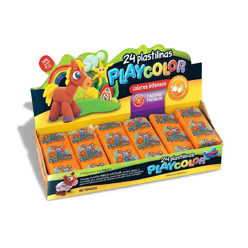 Plastilina Playcolor naranja, caja de 24 barras