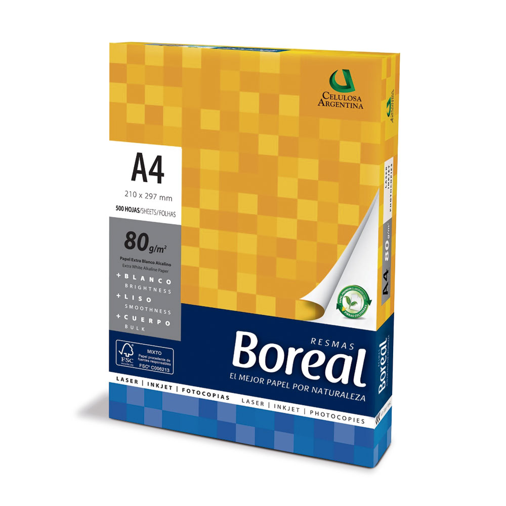 Resma Boreal A4, 80g.