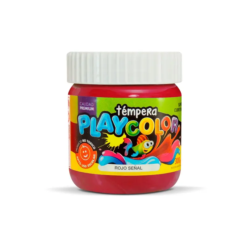 Témpera Playcolor,  250cc. Rojo señal