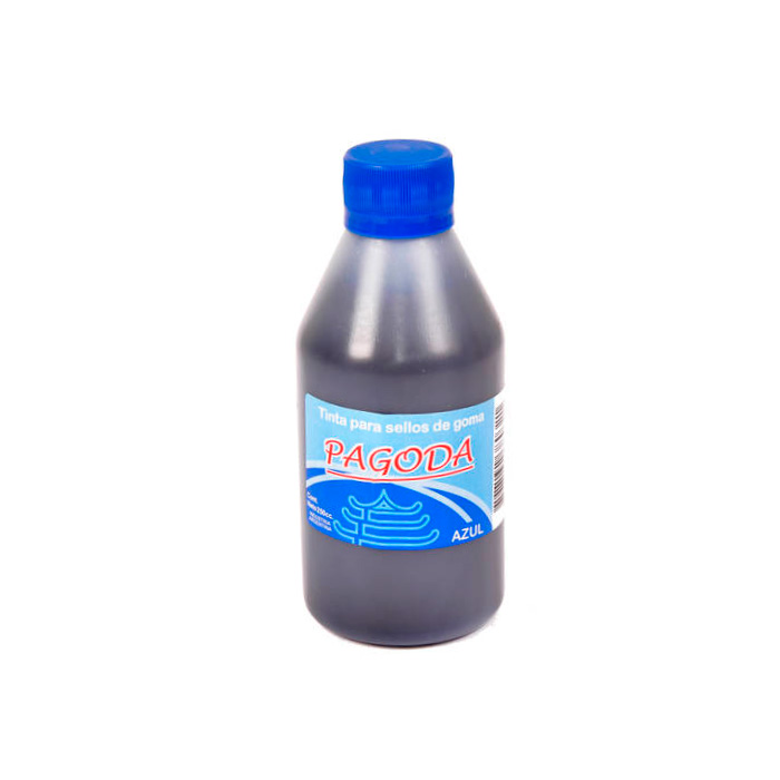 Tinta para sellos de goma Pagoda azul, 250cc.