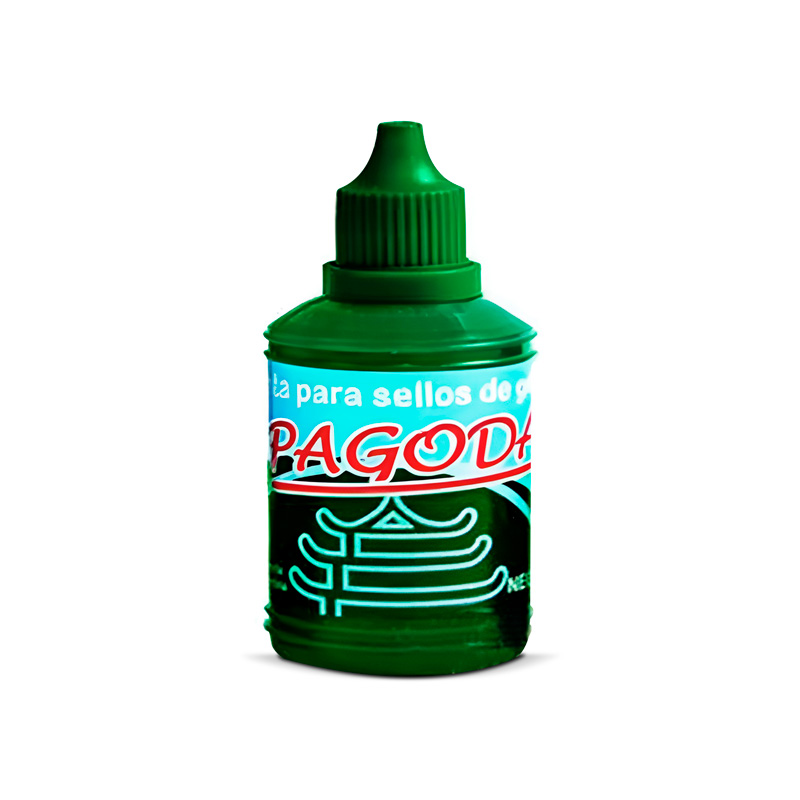 Tinta para sellos de goma Pagoda verde, 30cc.