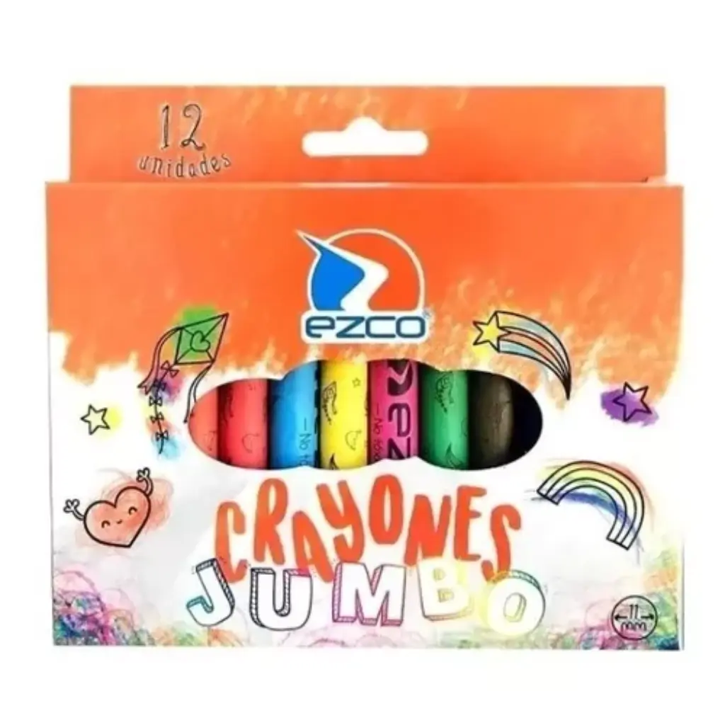 Crayones de cera Ezco Jumbo, caja de 12 colores