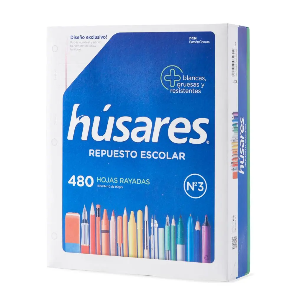 Repuesto Husares, 480 hojas rayadas