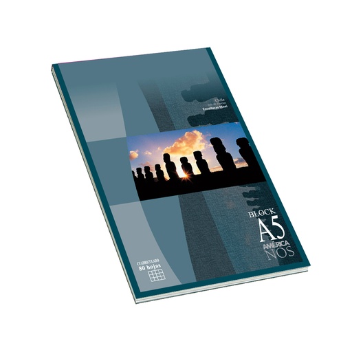 [AMERBKA580C] Block A5 Emblocado América, 80 hojas cuadriculadas