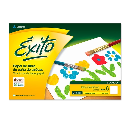 [EXITOBKBLAN6] Block de dibujo Éxito N°6, 24 hojas lisas blancas