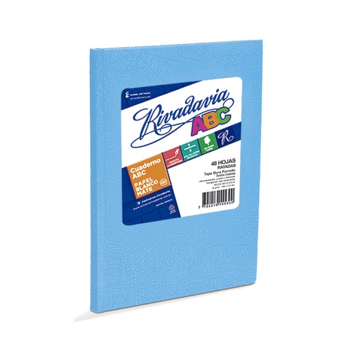 [ABC1923CE48R] Cuaderno Rivadavia ABC  celeste, 19x23cm. 48 hojas rayadas