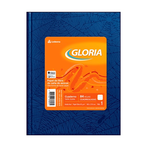[GLORIAAZU84C] Cuaderno Gloria Araña azul, 16x21cm. 84 hojas cuadriculadas