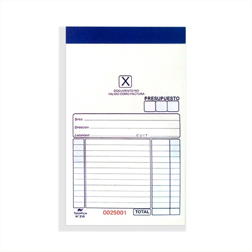 [TALOFFICE216] Talonario Neutro duplicado 216 Taloffice 