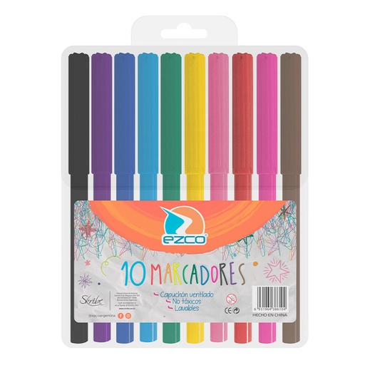 [EZCOMARCES10] Marcadores escolares Ezco de 10 colores