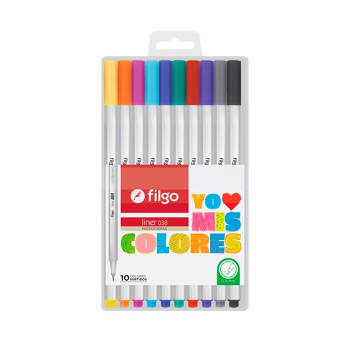[FILGOMA38X10] Microfibra de punta ultra fina 0.4mm. Filgo Liner 038 de 10 colores