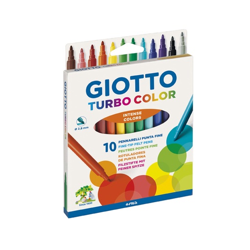 [GIOTTOTUR10L] Marcador Escolar Giotto Turbo, de 10 colores