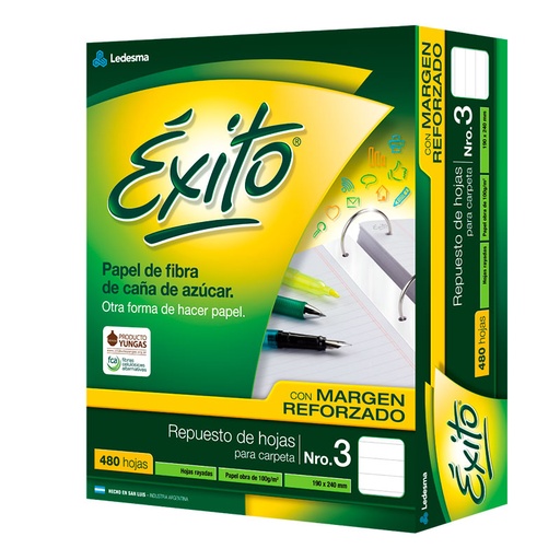 [EXITOREF480R] Repuesto Éxito Reforzado, 480 hojas rayadas