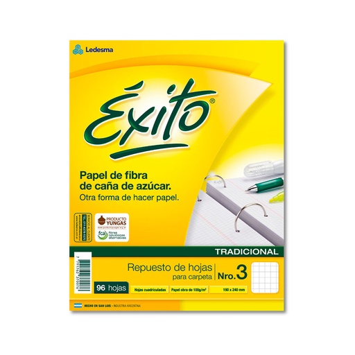 [EXITOREP96C] Repuesto Éxito, 96 hojas cuadriculadas