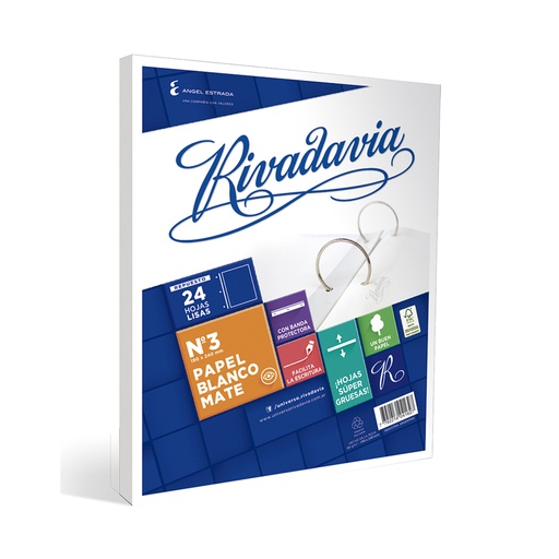 [RIV24LISO] Repuesto Rivadavia Banda, 24 hojas rayadas