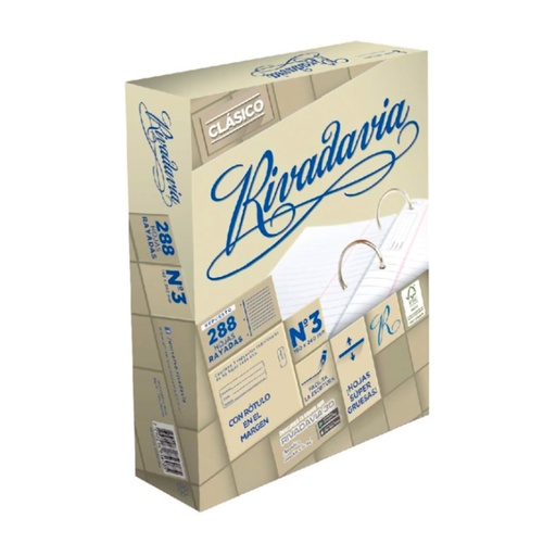 [RIVEXB288CLR] Repuesto Rivadavia Clásico Extra Blanco, 288 h, rayadas