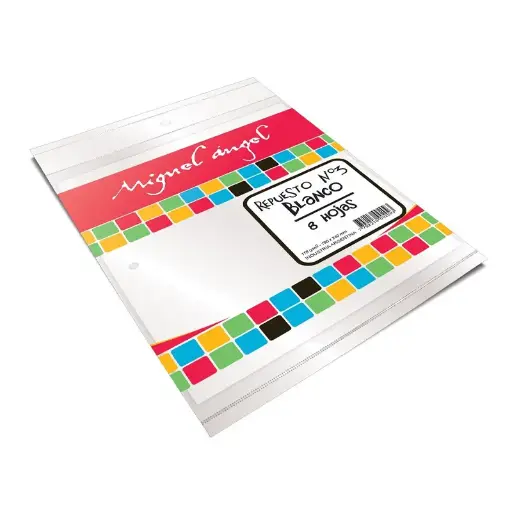 [MANGELREPBL3] Repuesto de Dibujo Miguel Angel N°3, 8 hojas blancas