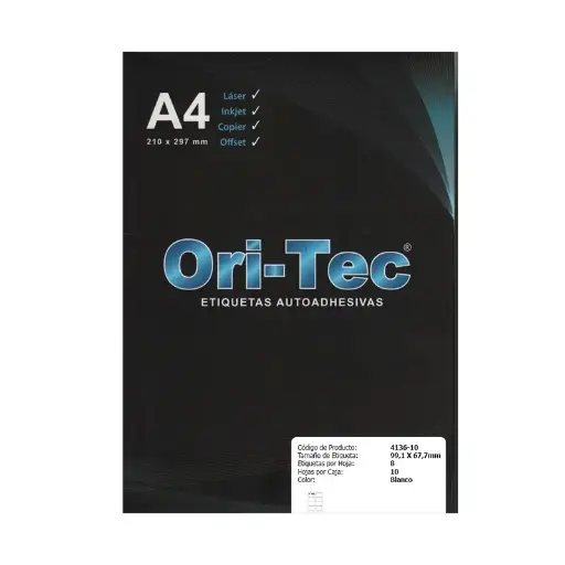 [4136ORION99X67] Etiqueta Orion A4 Color 9.91 x 6.7cm. pack de 10 planchas, 80 etiquetas(E)