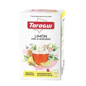 [TARAGLIJENX20] Té Limon/Jengibre Taragüí, caja de 20 saquitos