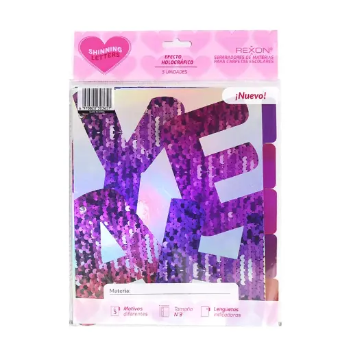 [SEPREX3SHINLE] Separador 5 posiciones Rexon Shinning Letters N°3